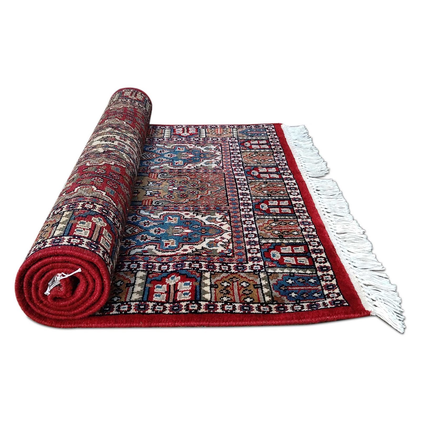 3x5 Feet Red Hand Knotted Wool Carpet Hamadan - Image 5