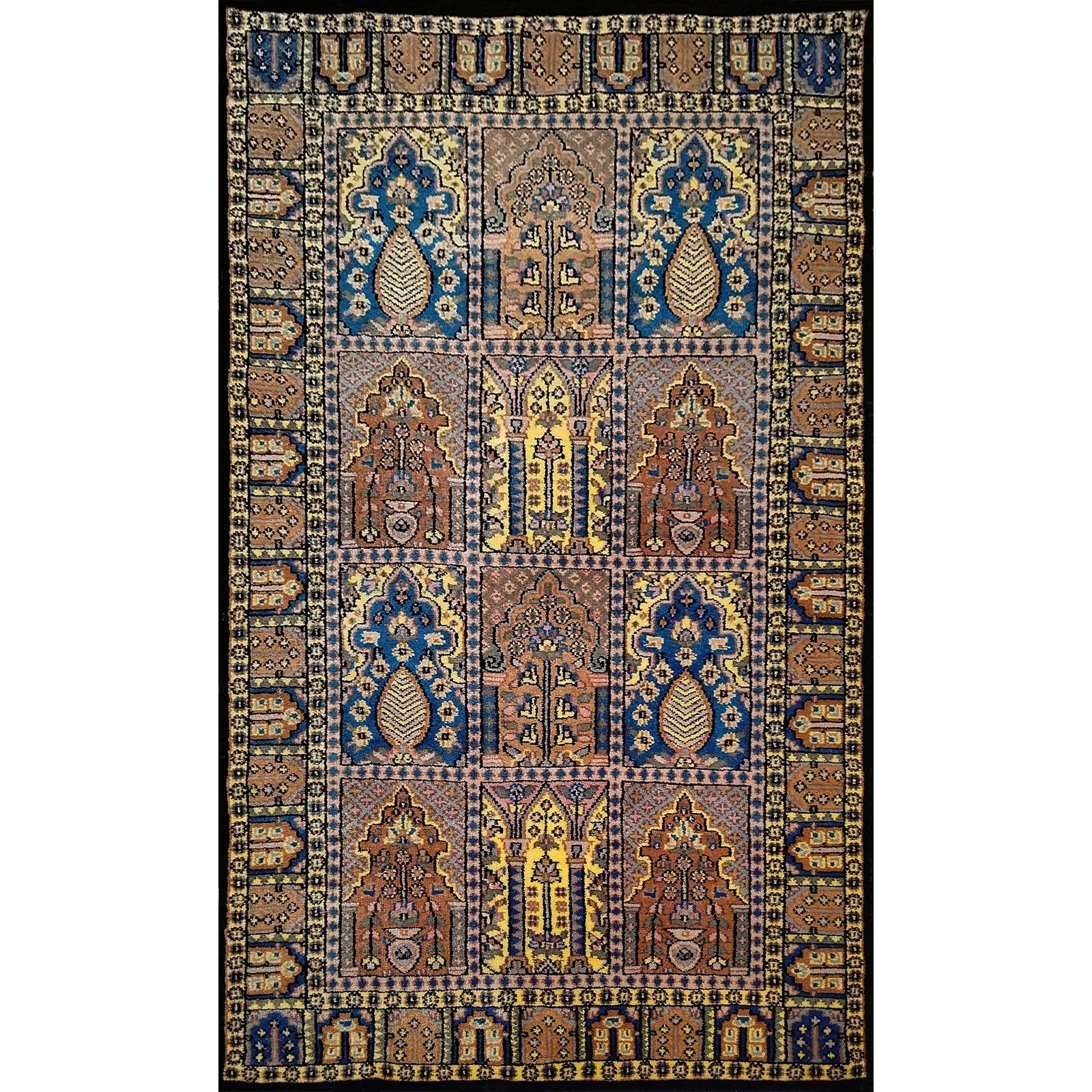 3x5 Feet Hand Knotted Black Wool Carpet Hamadan