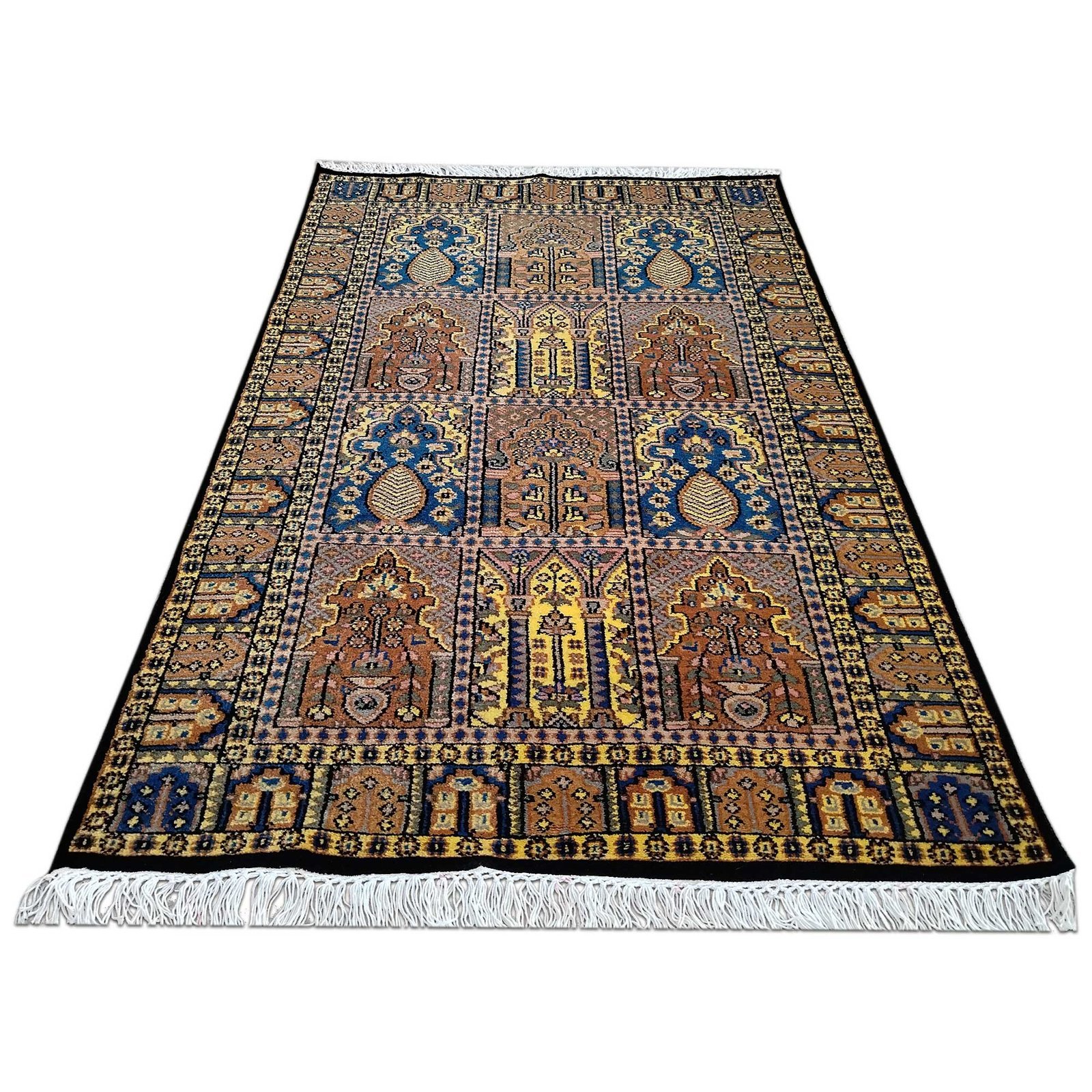 3x5 Feet Hand Knotted Black Wool Carpet Hamadan - Image 2