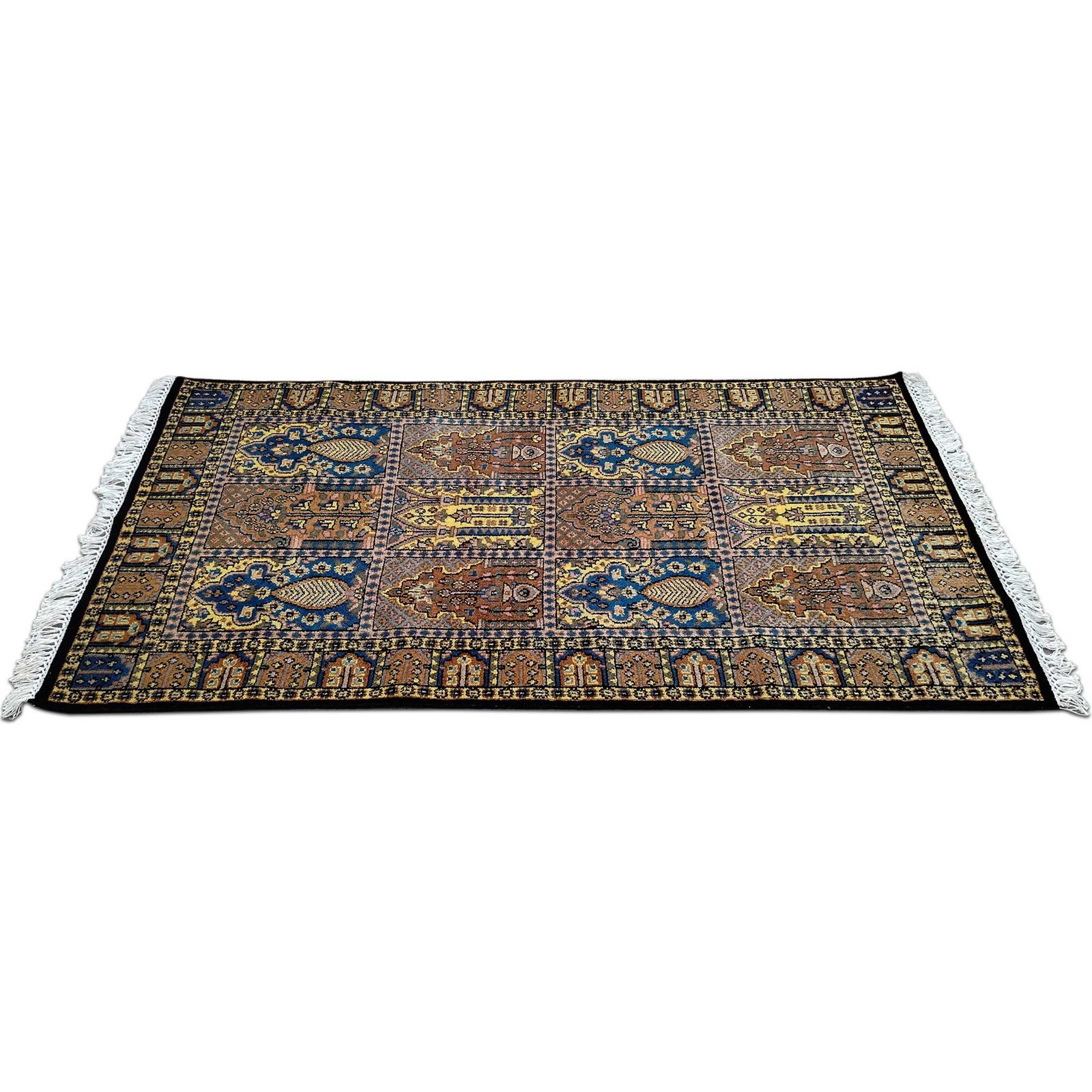 3x5 Feet Hand Knotted Black Wool Carpet Hamadan - Image 4