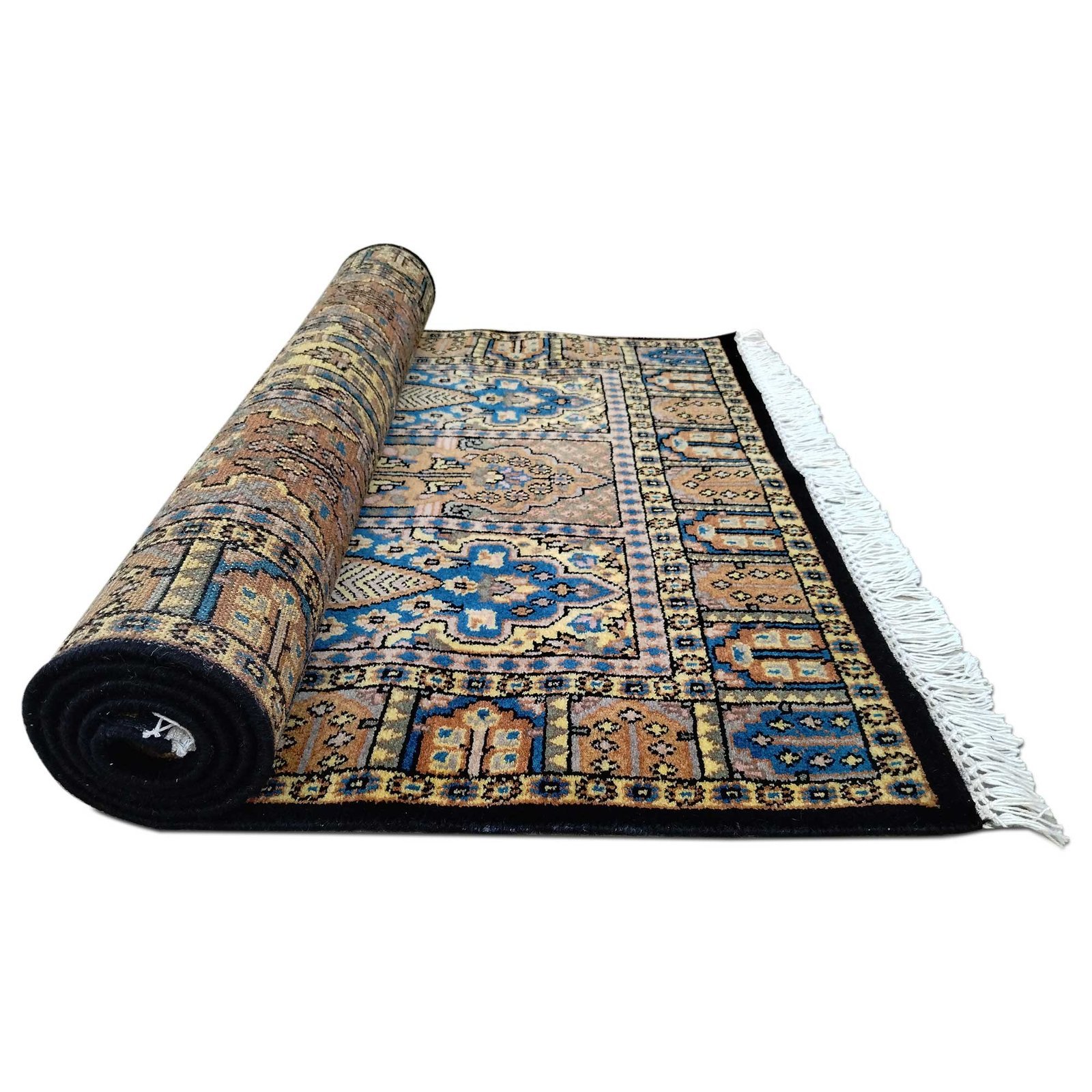 3x5 Feet Hand Knotted Black Wool Carpet Hamadan - Image 6