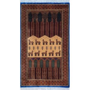 3x5 ft Hand-knotted Woolen Carpet Jungle Brown
