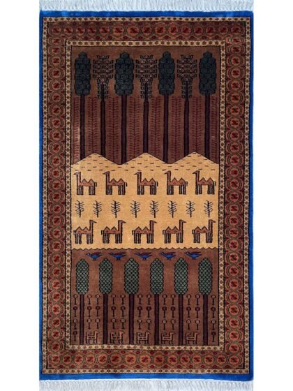 3x5 ft Hand-knotted Woolen Carpet Jungle Brown
