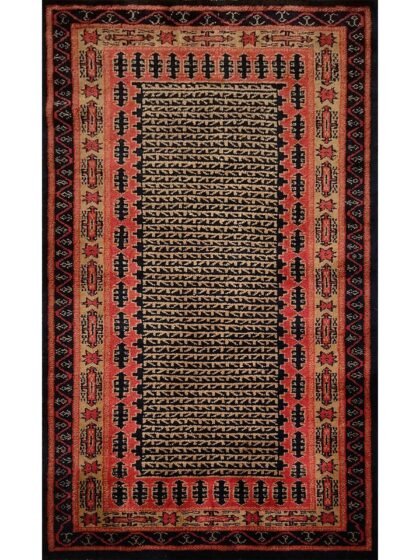 3x5 Feet Hand Knotted Tribal Wool Carpet Black