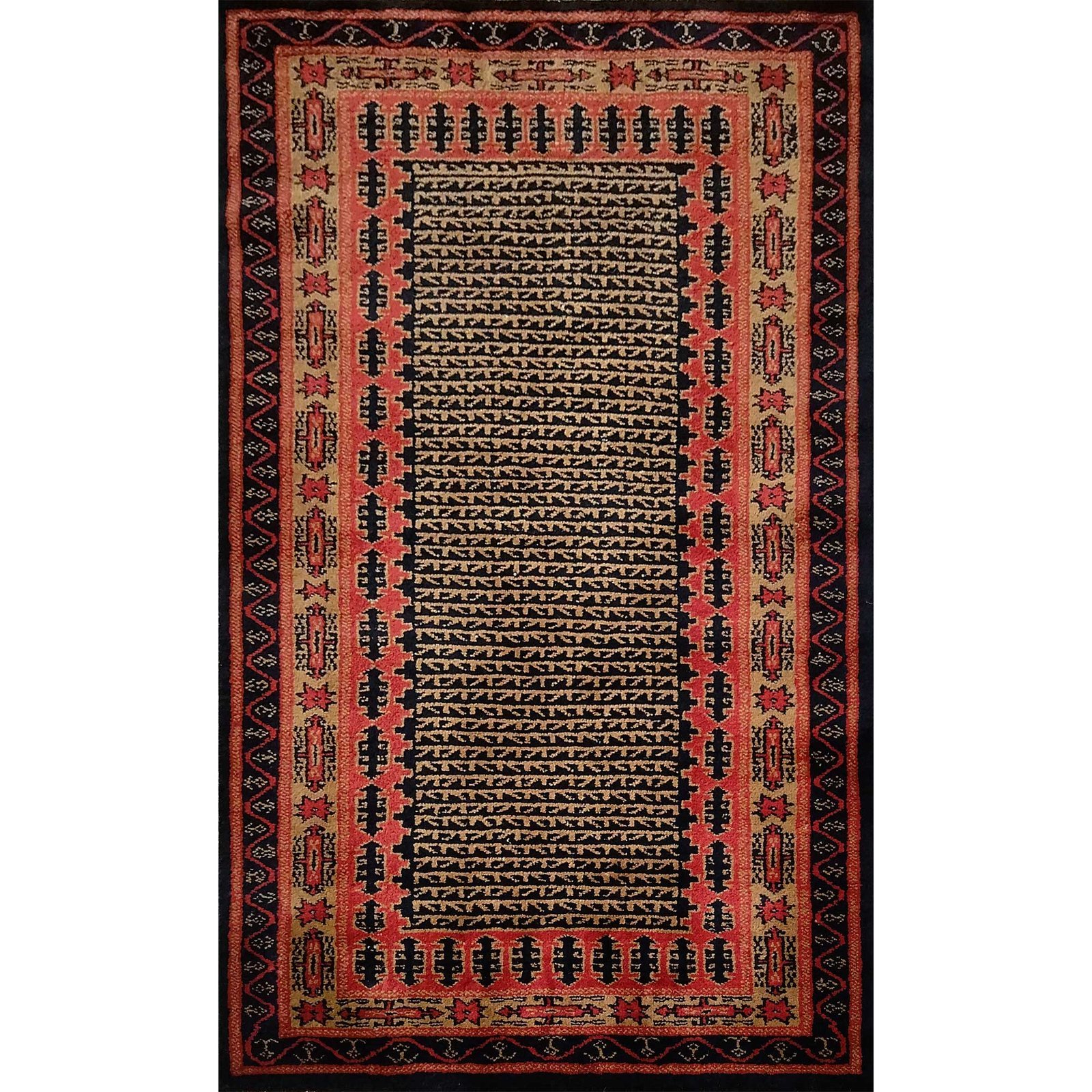 3x5 Feet Hand Knotted Tribal Wool Carpet Black