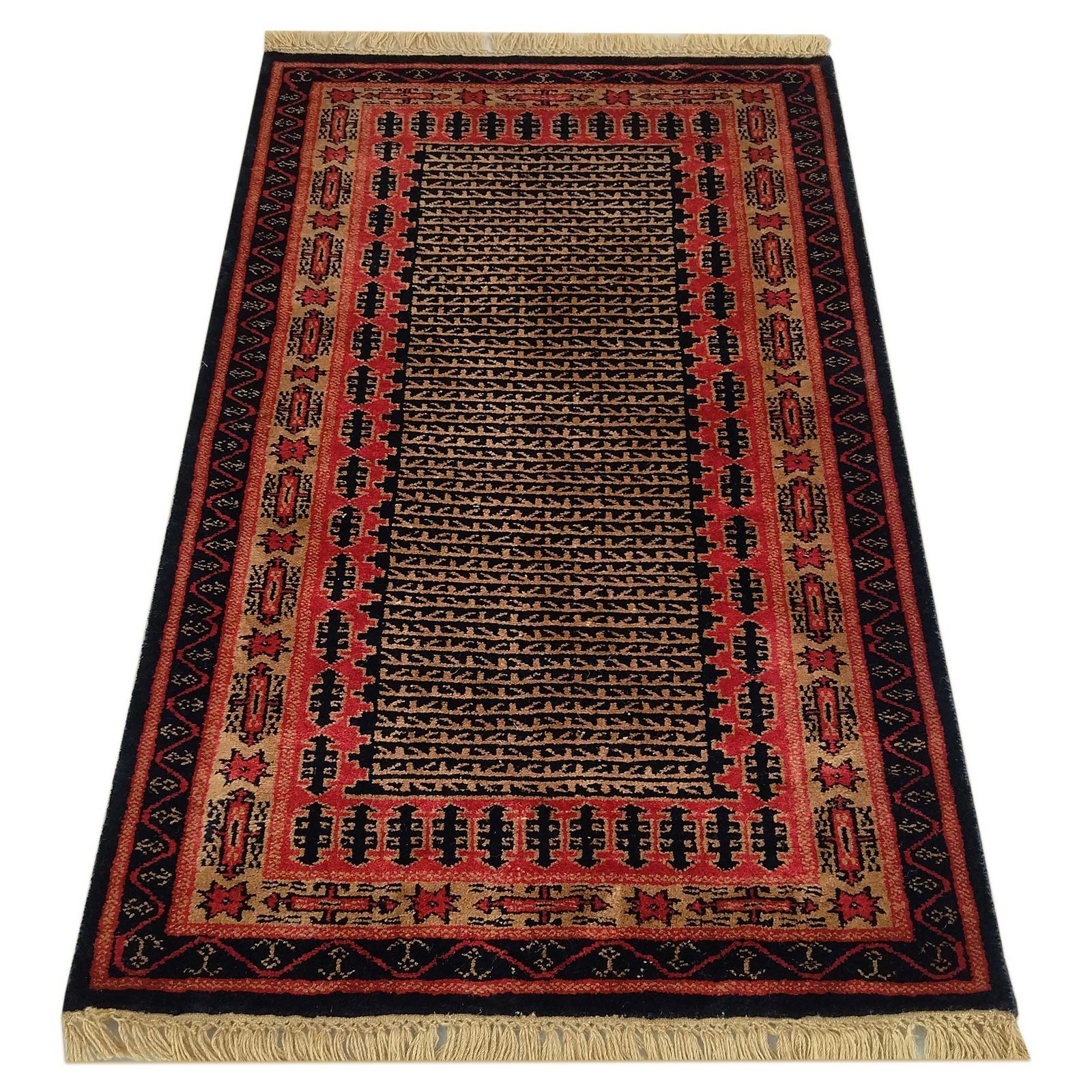 3x5 Feet Hand Knotted Tribal Wool Carpet Black - Image 2