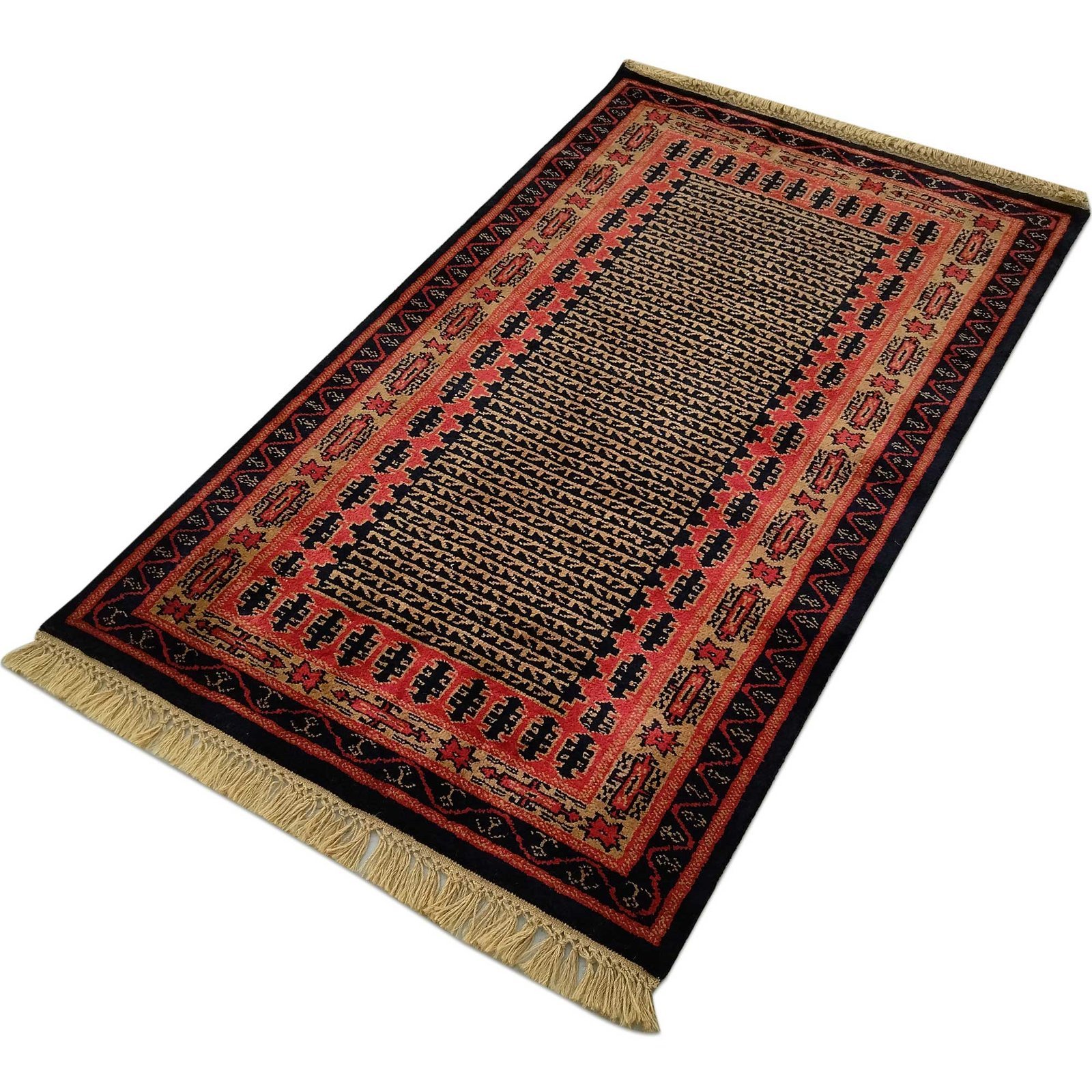 3x5 Feet Hand Knotted Tribal Wool Carpet Black - Image 3