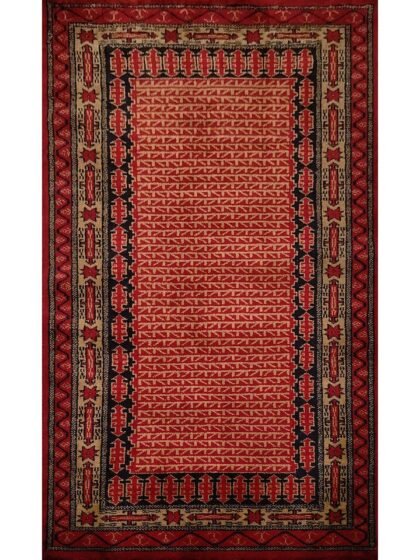 3x5 feet Hand Knotted Tribal Wool Carpet Red