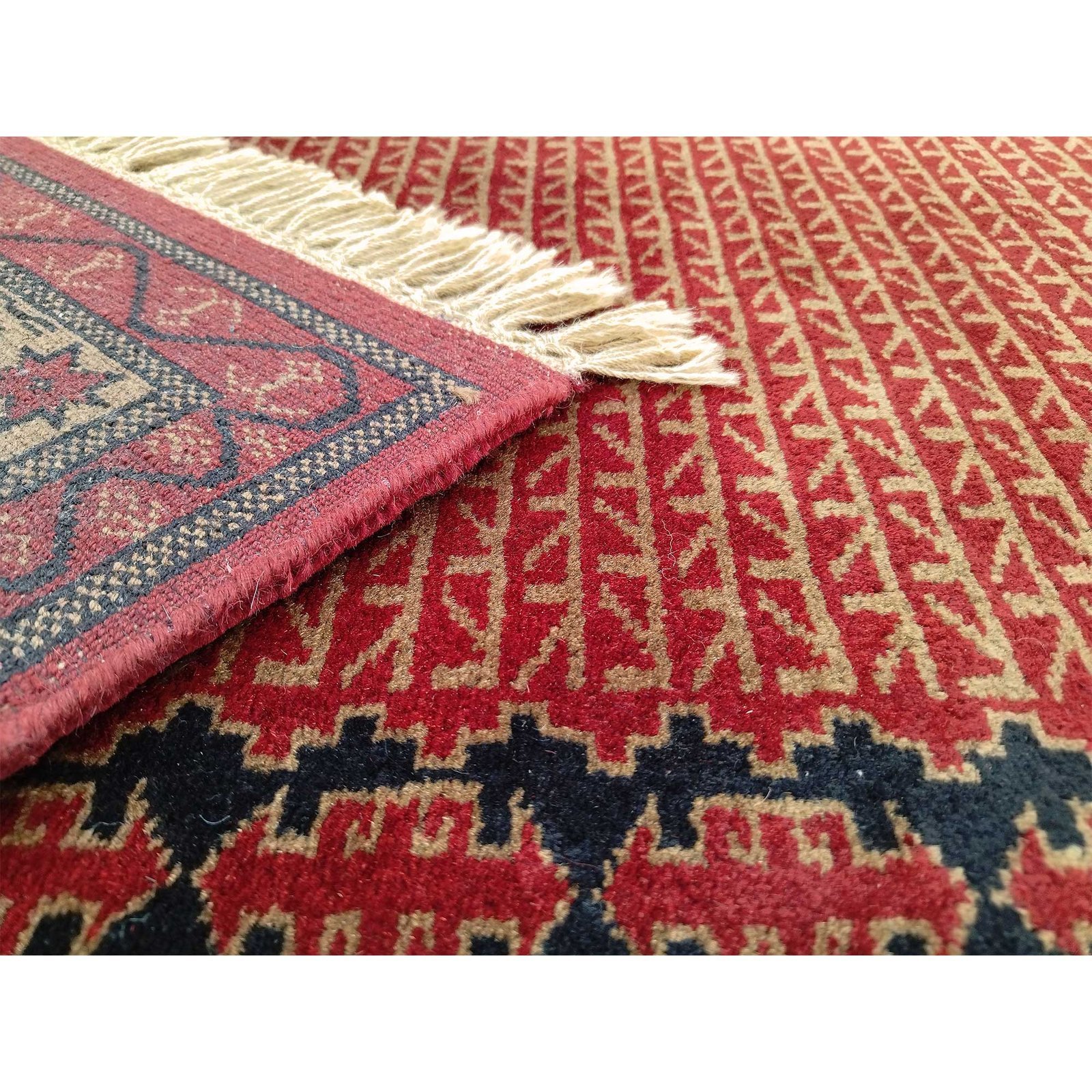 3x5 feet Hand Knotted Tribal Wool Carpet Red - Image 3
