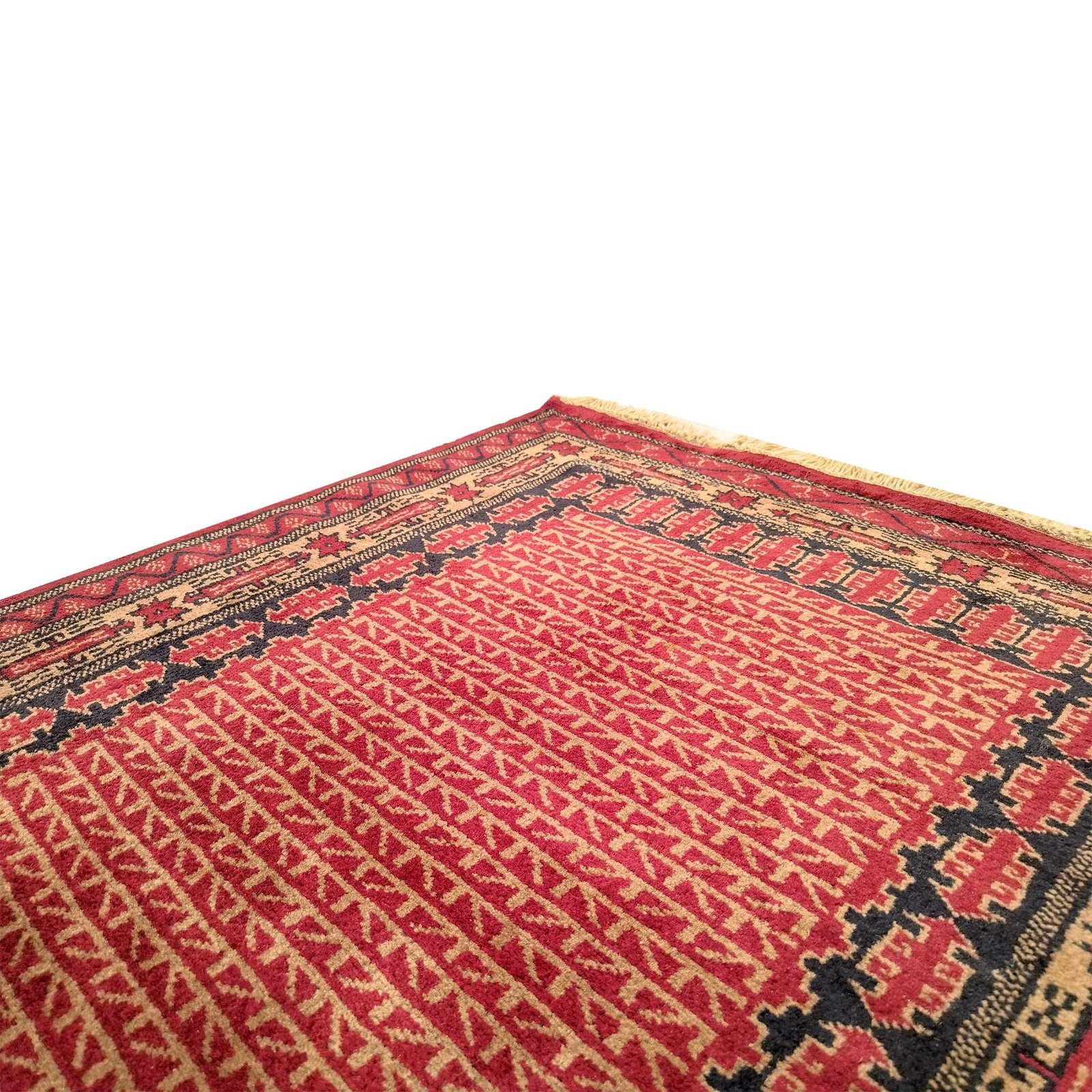3x5 feet Hand Knotted Tribal Wool Carpet Red - Image 4