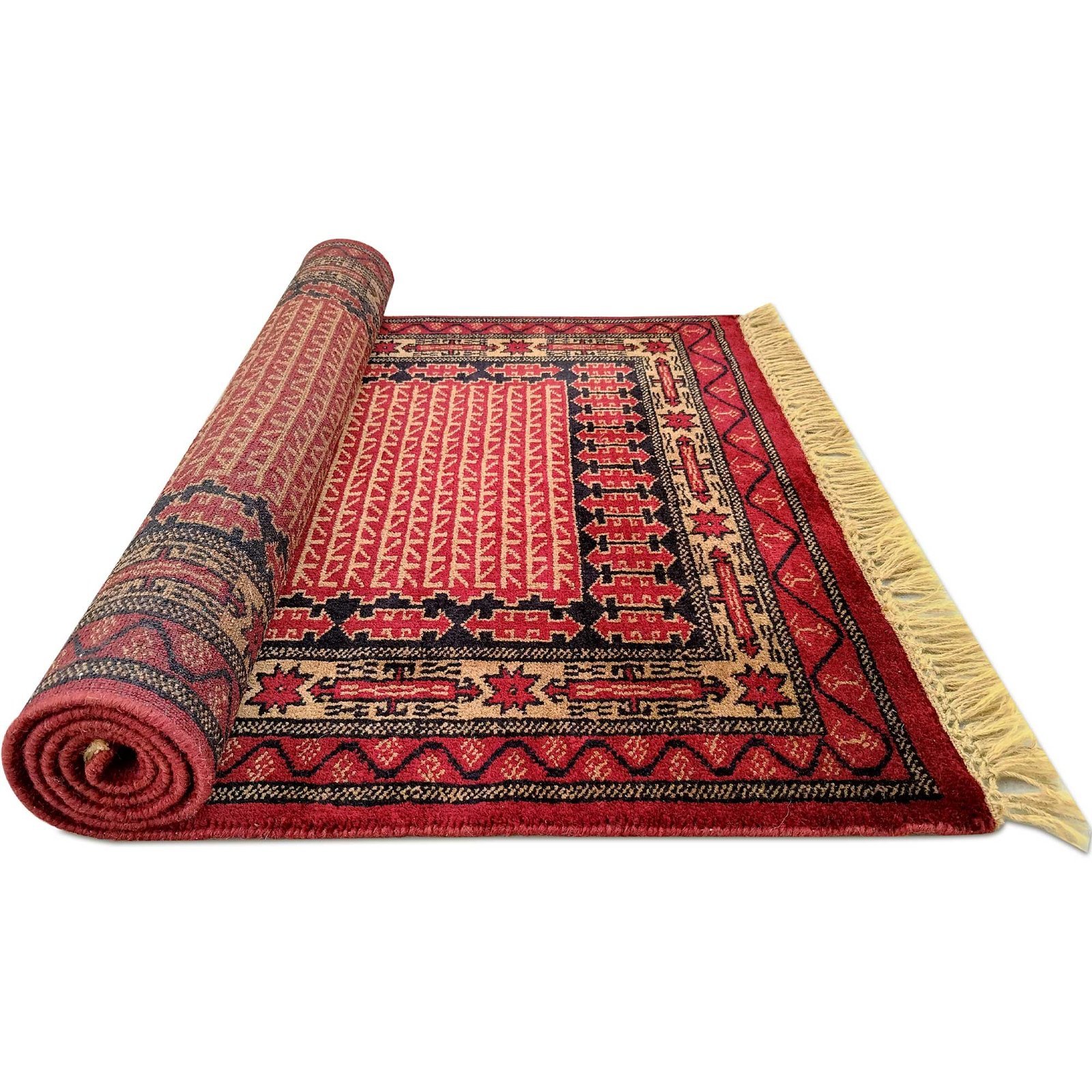 3x5 feet Hand Knotted Tribal Wool Carpet Red - Image 6