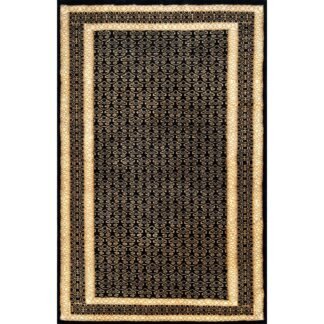 3x5 feet Wool Carpet Black Gold Hand-knotted Lichi