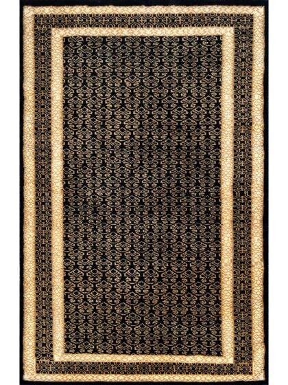 3x5 feet Wool Carpet Black Gold Hand-knotted Lichi