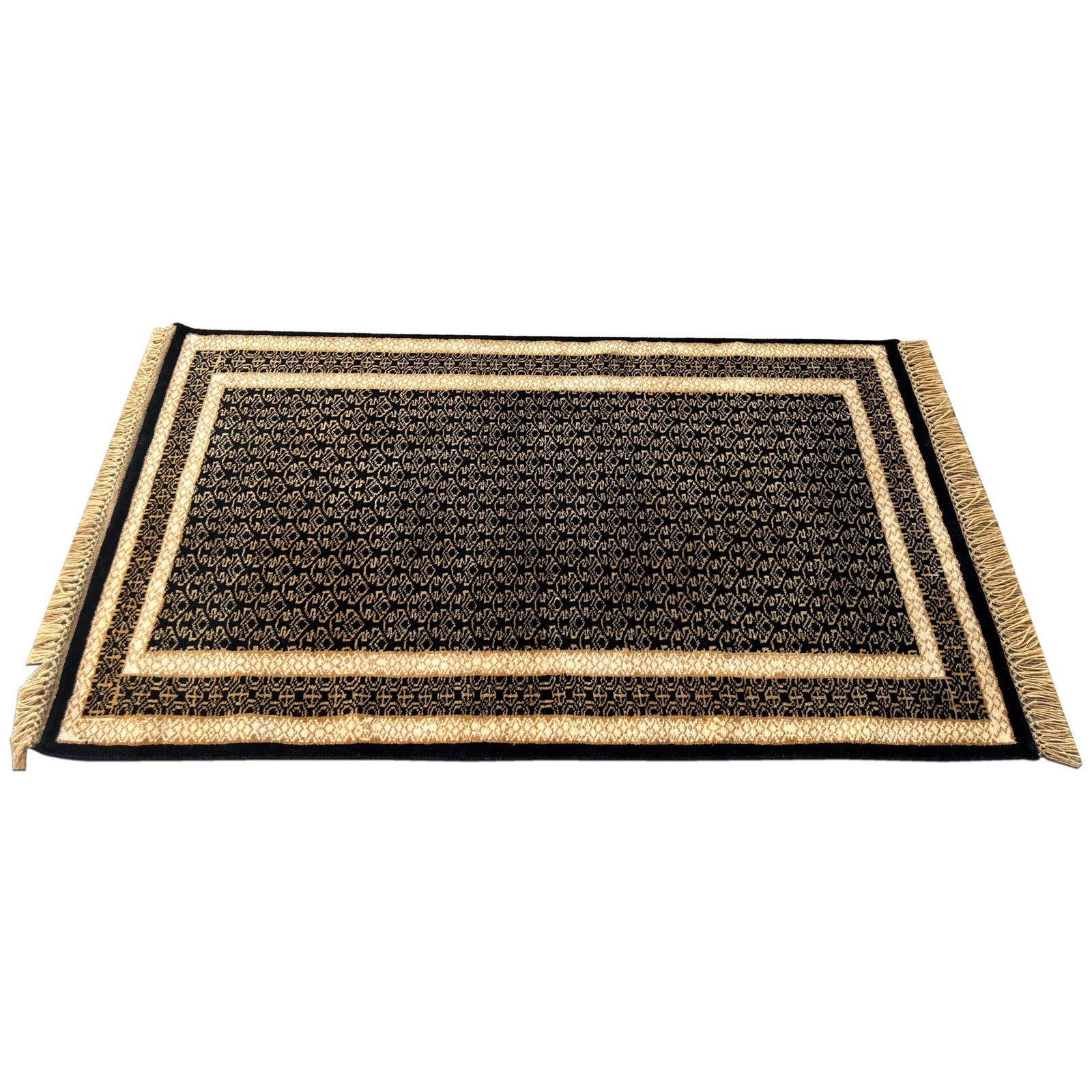 3x5 feet Wool Carpet Black Gold Hand-knotted Lichi - Image 3