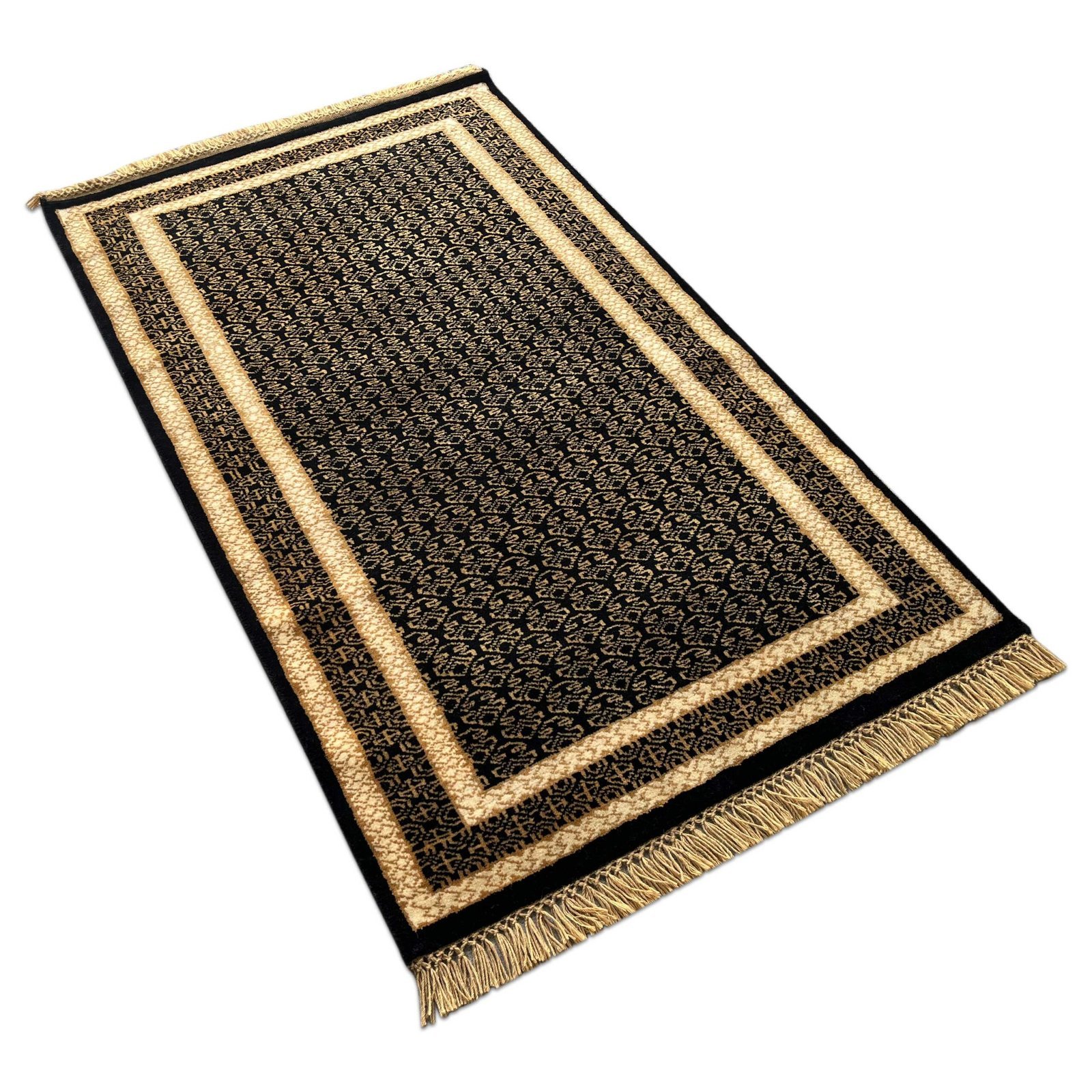3x5 feet Wool Carpet Black Gold Hand-knotted Lichi - Image 4