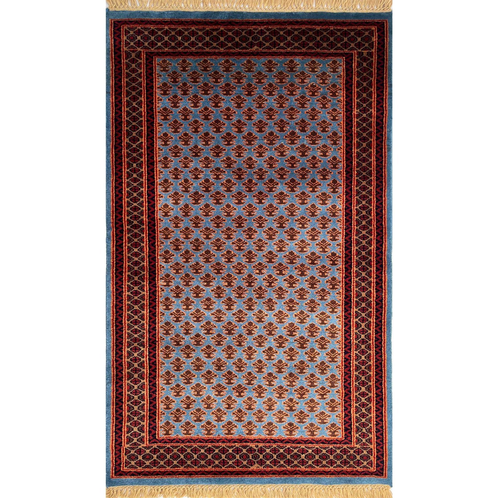 3x5 ft Hand Knotted Woolen Carpet Lichi Blue