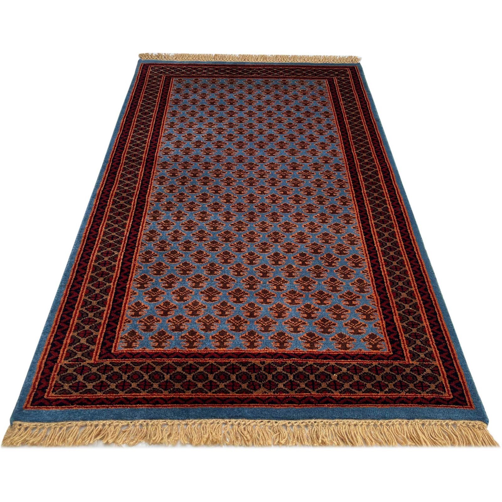 3x5 ft Hand Knotted Woolen Carpet Lichi Blue - Image 2