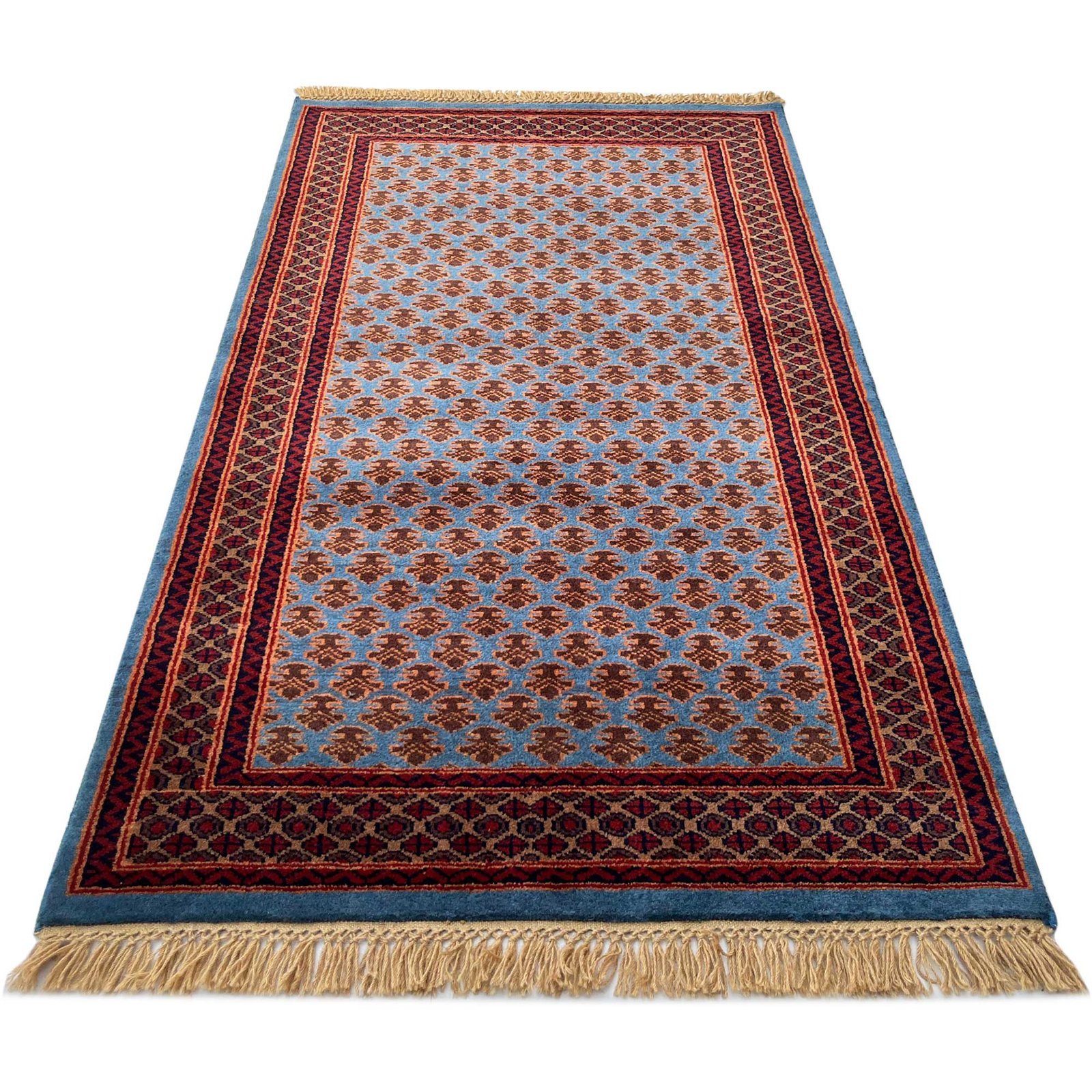 3x5 ft Hand Knotted Woolen Carpet Lichi Blue - Image 7