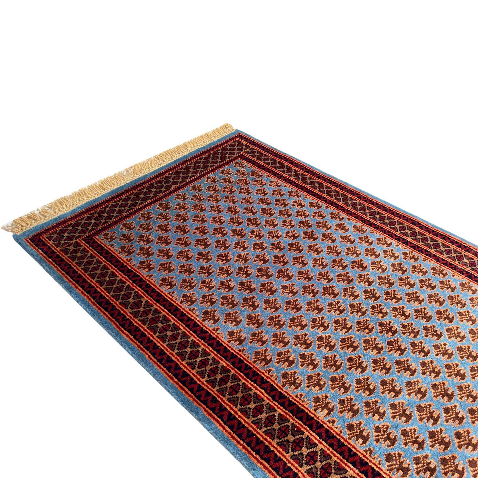 3x5 ft Hand Knotted Woolen Carpet Lichi Blue - Image 4