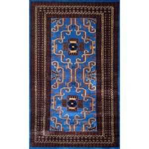 3x5 ft Hand-knotted Woolen Carpet Blue Palace