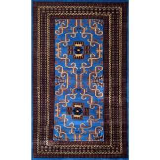 3x5 ft Hand-knotted Woolen Carpet Blue Palace