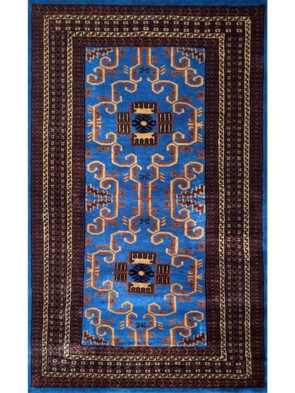 3x5 ft Hand-knotted Woolen Carpet Blue Palace