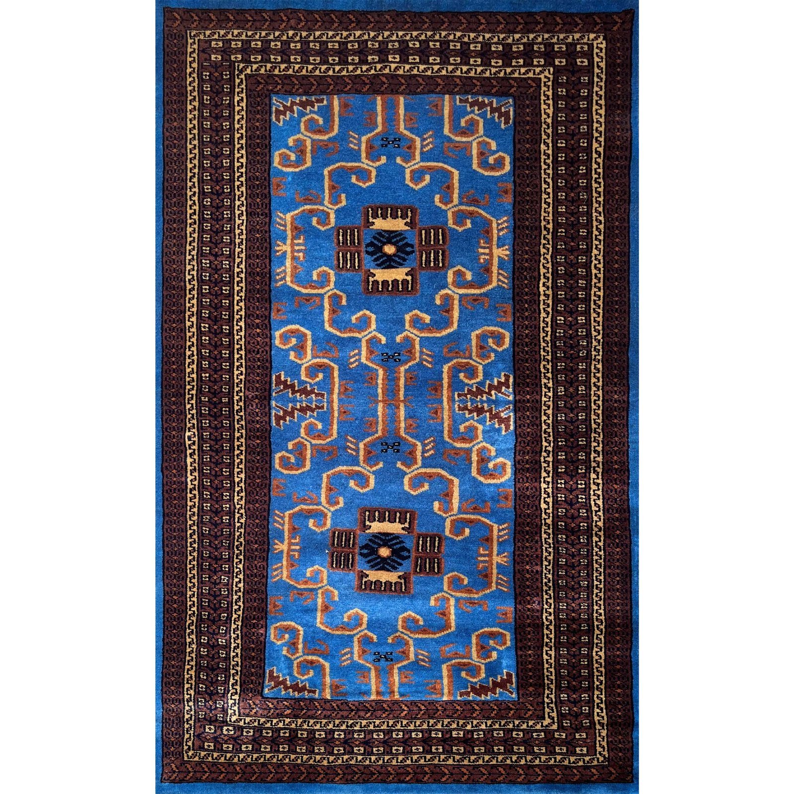 3x5 ft Hand-knotted Woolen Carpet Blue Palace