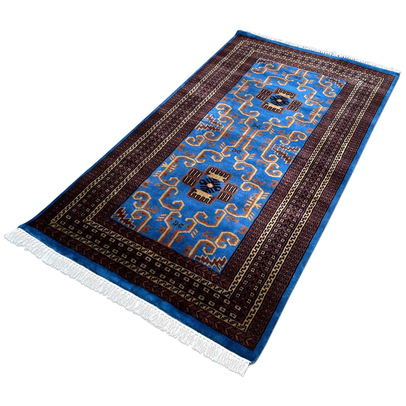 3x5 ft Hand-knotted Woolen Carpet Blue Palace - Image 5