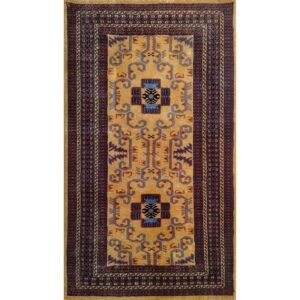 3x5 feet Hand Knotted Wool Carpet Camel Palace