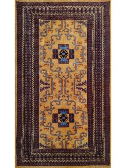 3x5 feet Hand Knotted Wool Carpet Camel Palace