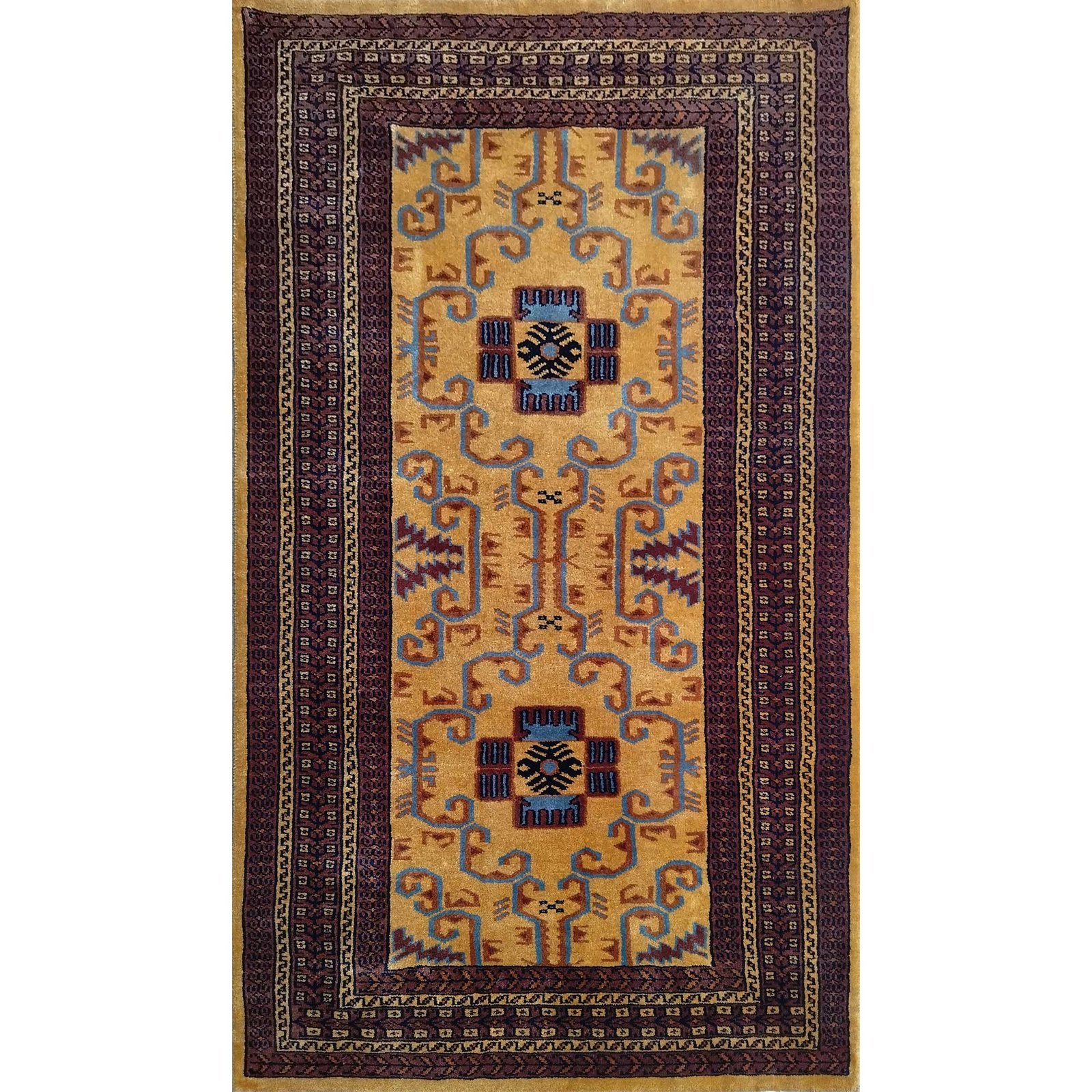 3x5 feet Hand Knotted Wool Carpet Camel Palace