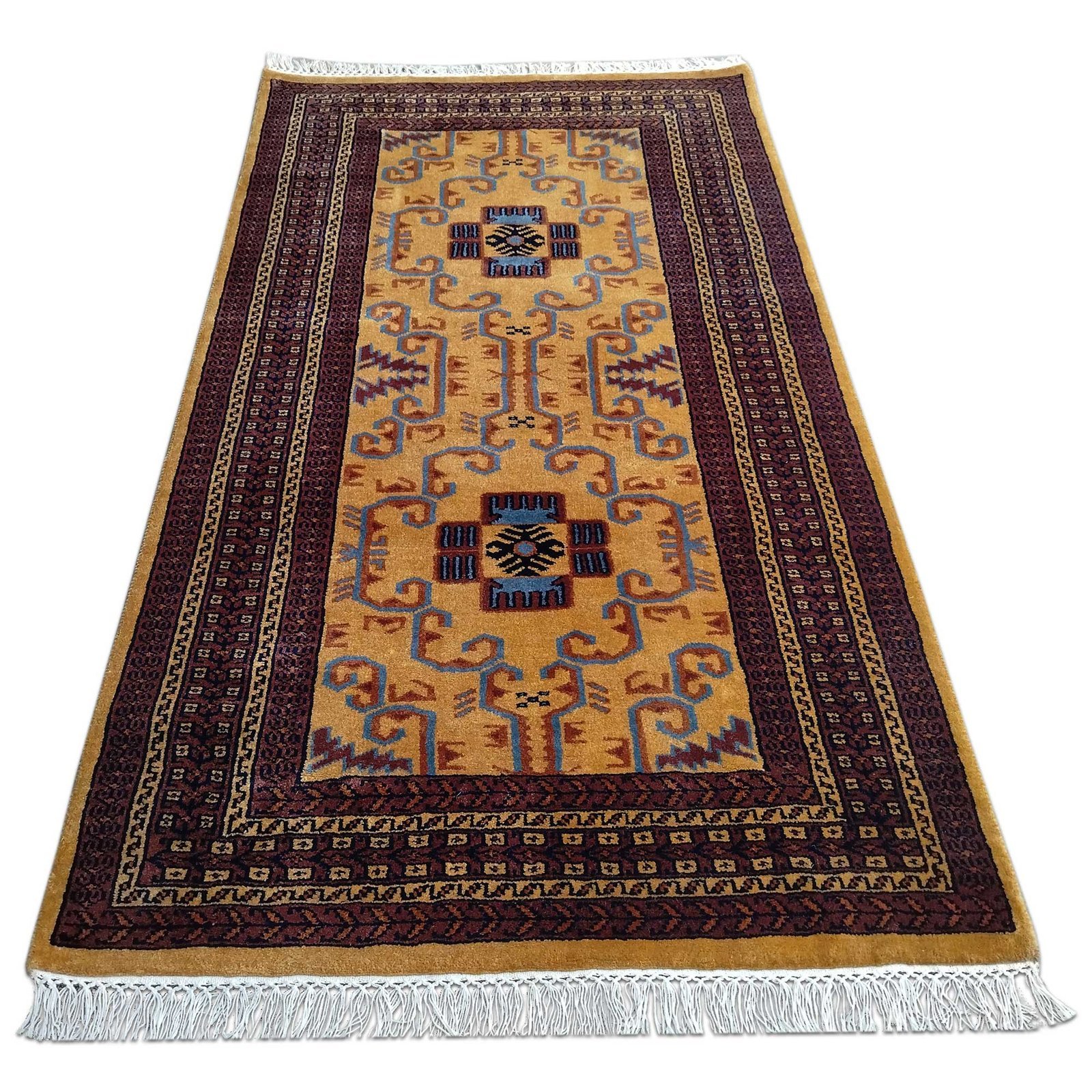 3x5 feet Hand Knotted Wool Carpet Camel Palace - Image 2