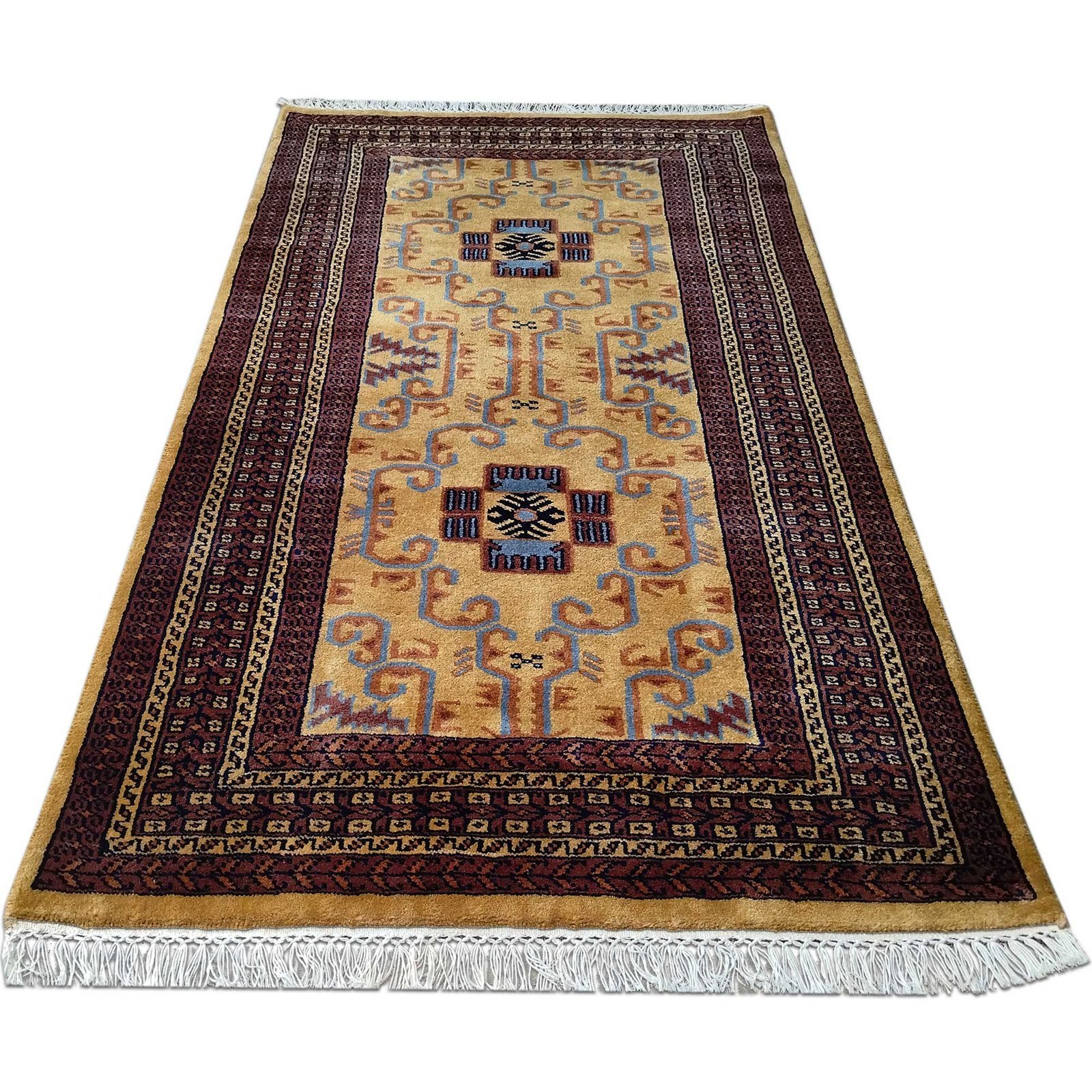 3x5 feet Hand Knotted Wool Carpet Camel Palace - Image 4