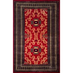 3x5 ft Hand-knotted Woolen Carpet Red Palace