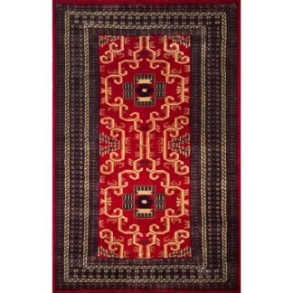 3x5 ft Hand-knotted Woolen Carpet Red Palace