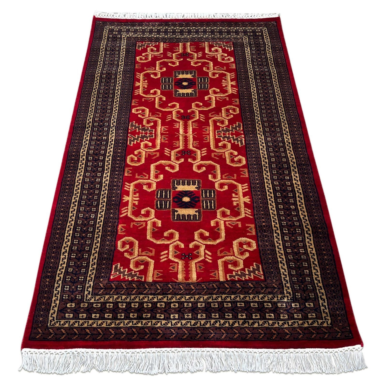 3x5 ft Hand-knotted Woolen Carpet Red Palace - Image 5