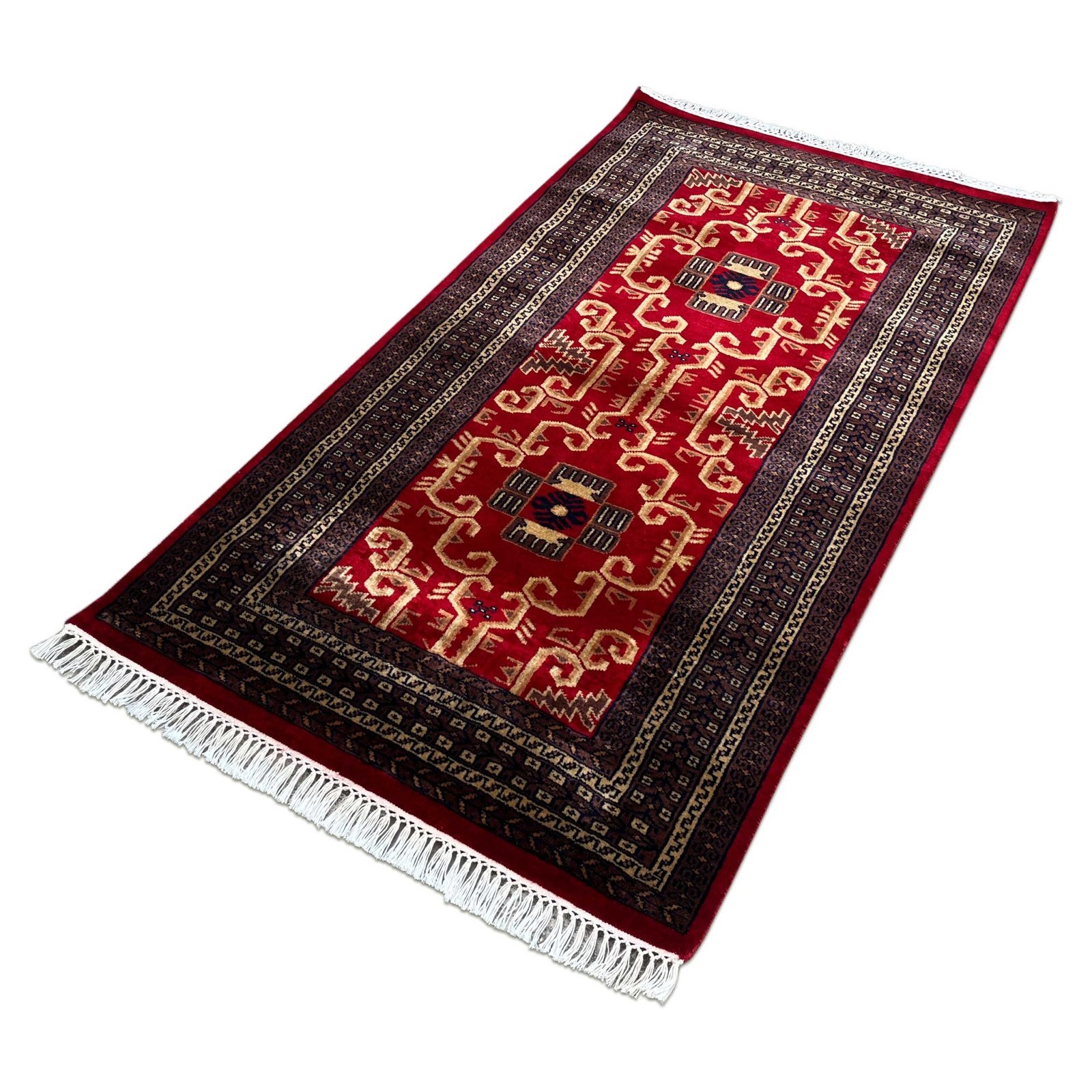 3x5 ft Hand-knotted Woolen Carpet Red Palace - Image 4