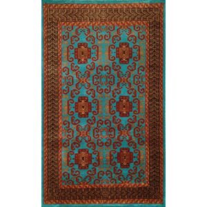 3x5 Feet Handmade Turquoise Wool Carpet Palace