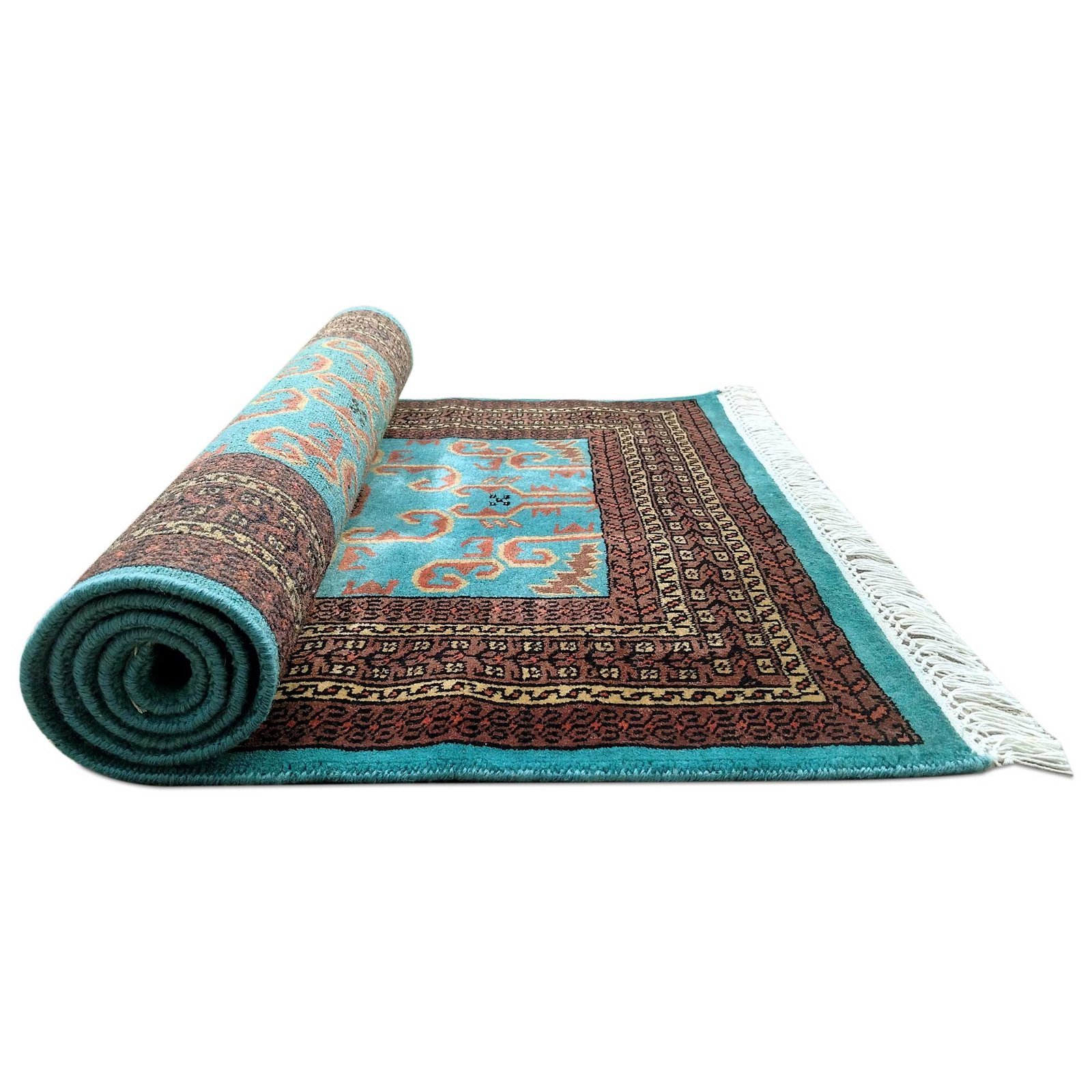 3x5 feet Hand Knotted Wool Carpet Turquoise Palace - Image 5