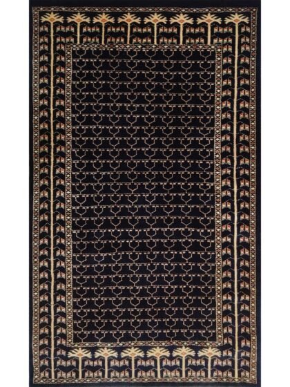 3x5 Feet Handmade Black Wool Carpet Parda