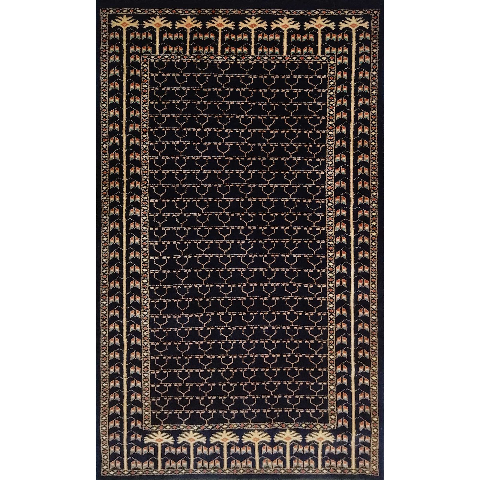 3x5 Feet Handmade Black Wool Carpet Parda