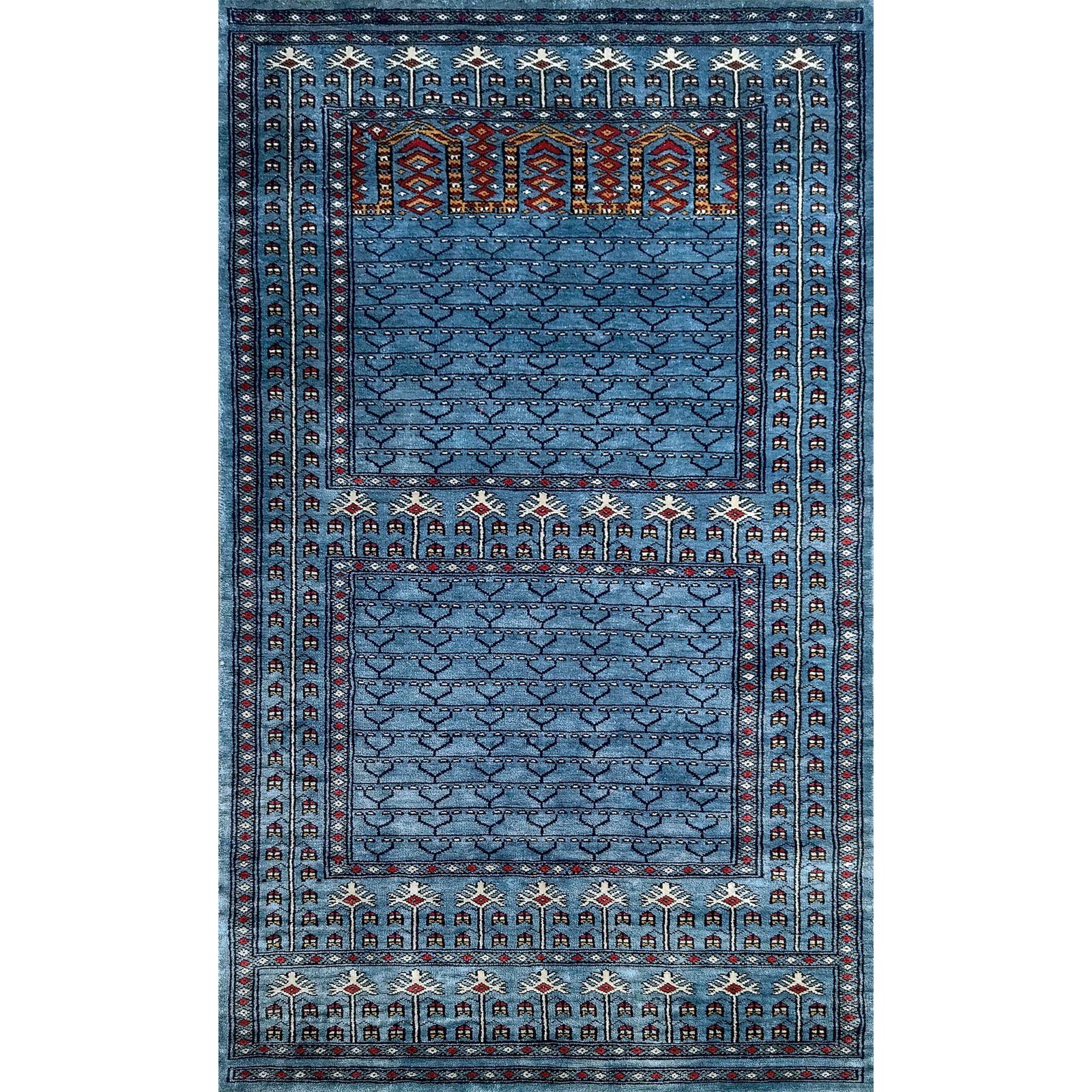 3x5 feet Hand Knotted Bamboo Silk Carpet Royal Gray Traditional Parda