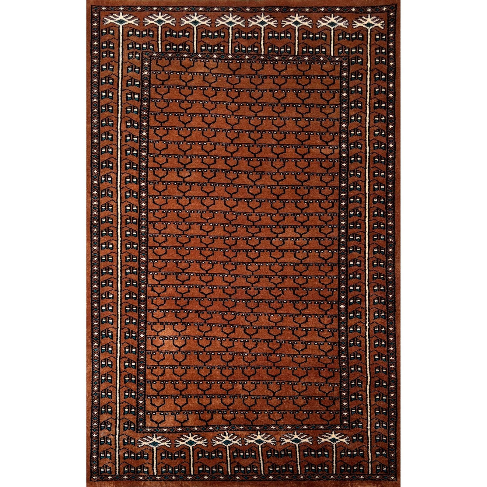 3x5 Feet Handmade Wool Carpet Copper Parda