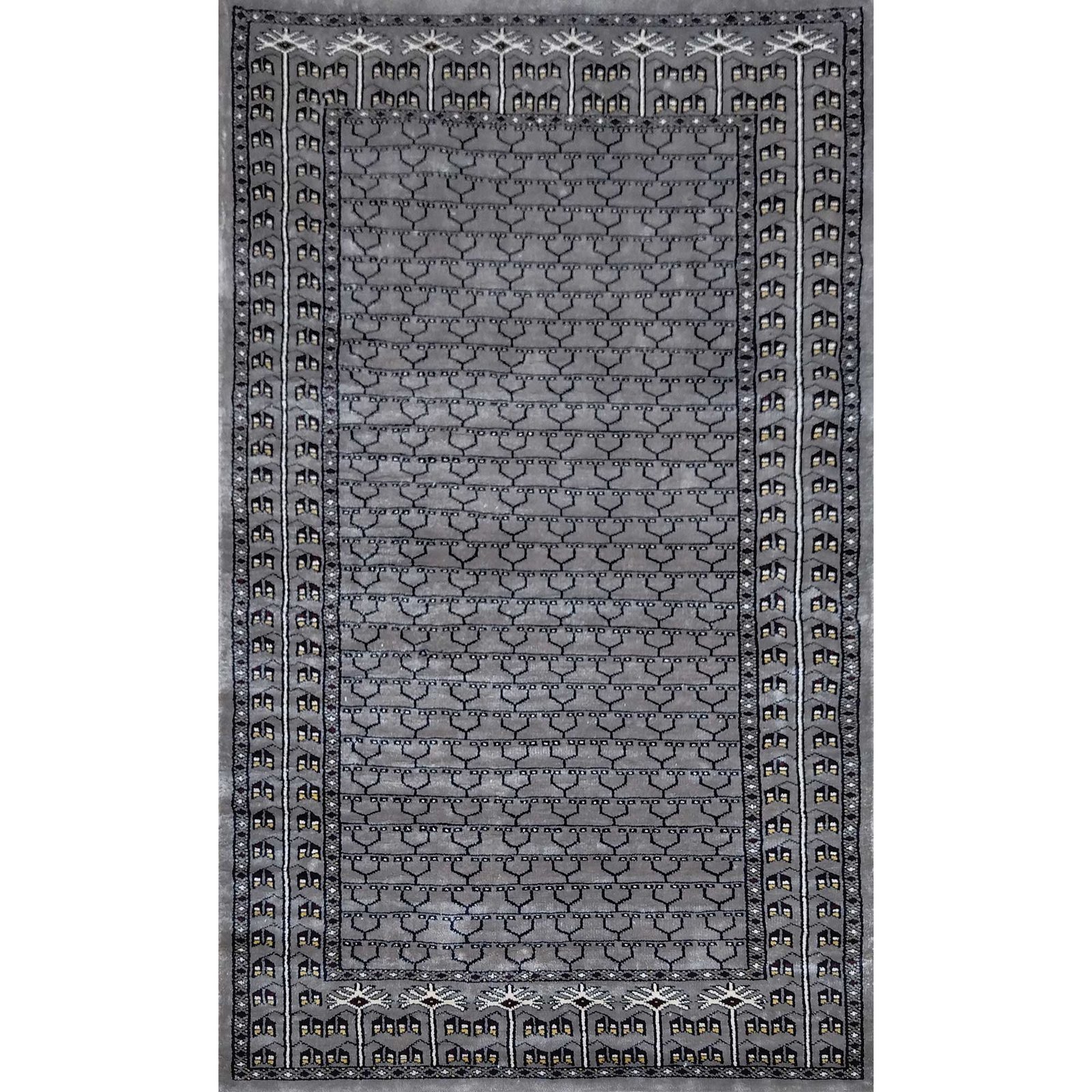 3x5 ft Hand Knotted Bamboo Silk Gray Carpet Parda