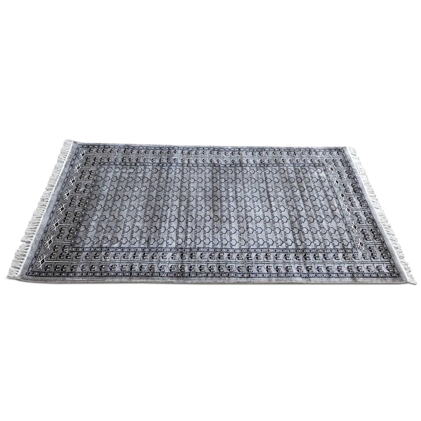 3x5 ft Hand Knotted Bamboo Silk Gray Carpet Parda - Image 2