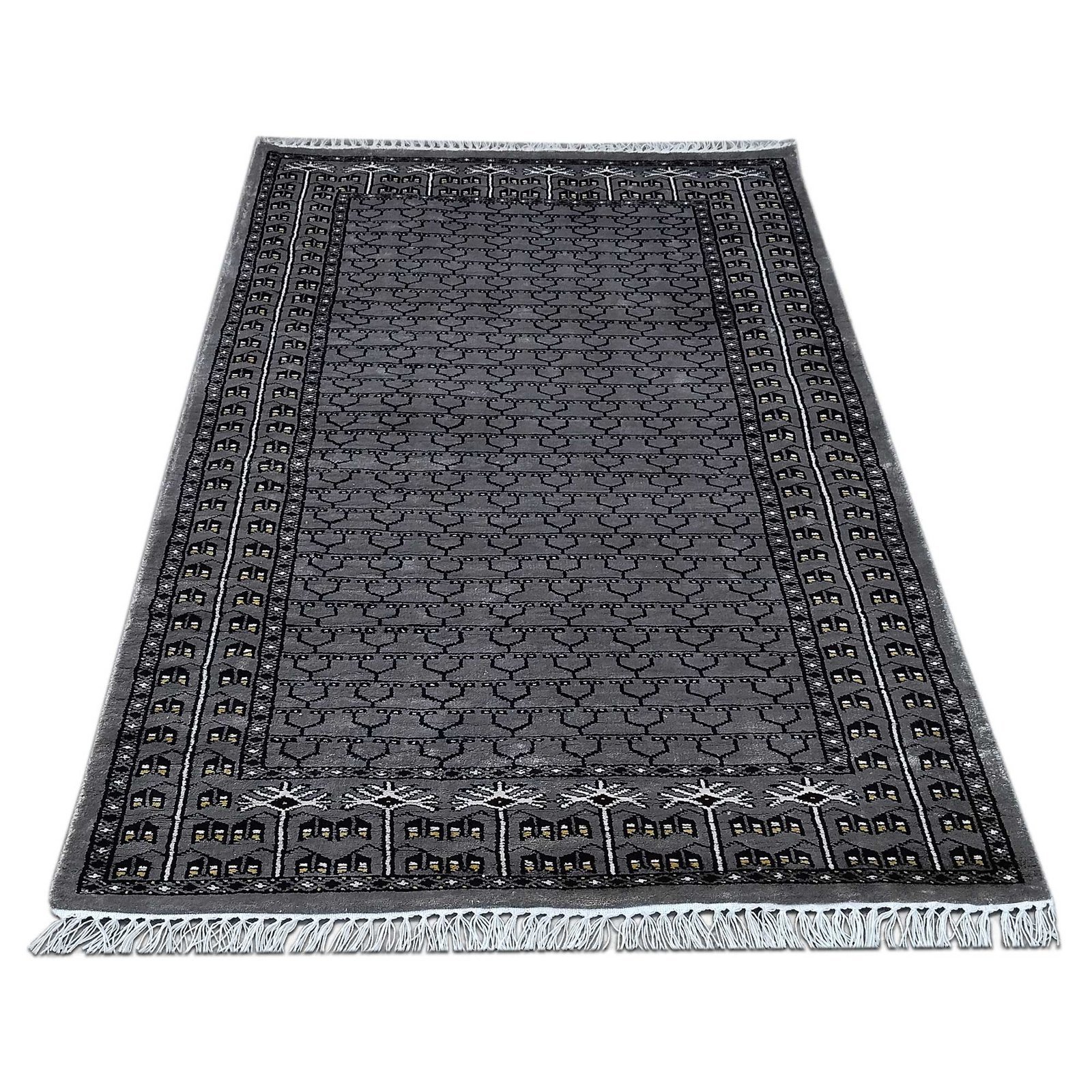 3x5 ft Hand Knotted Bamboo Silk Gray Carpet Parda - Image 4