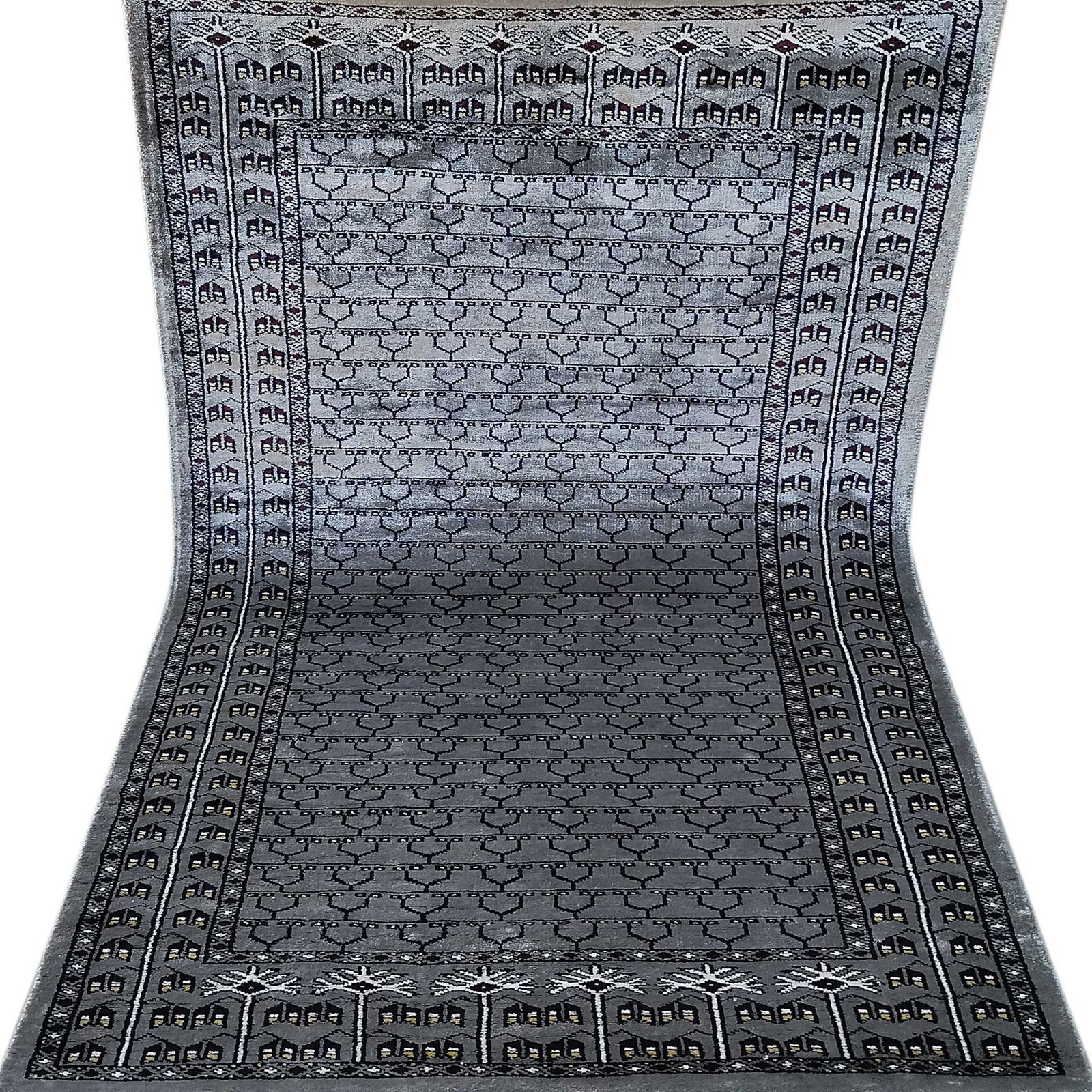 3x5 ft Hand Knotted Bamboo Silk Gray Carpet Parda - Image 5