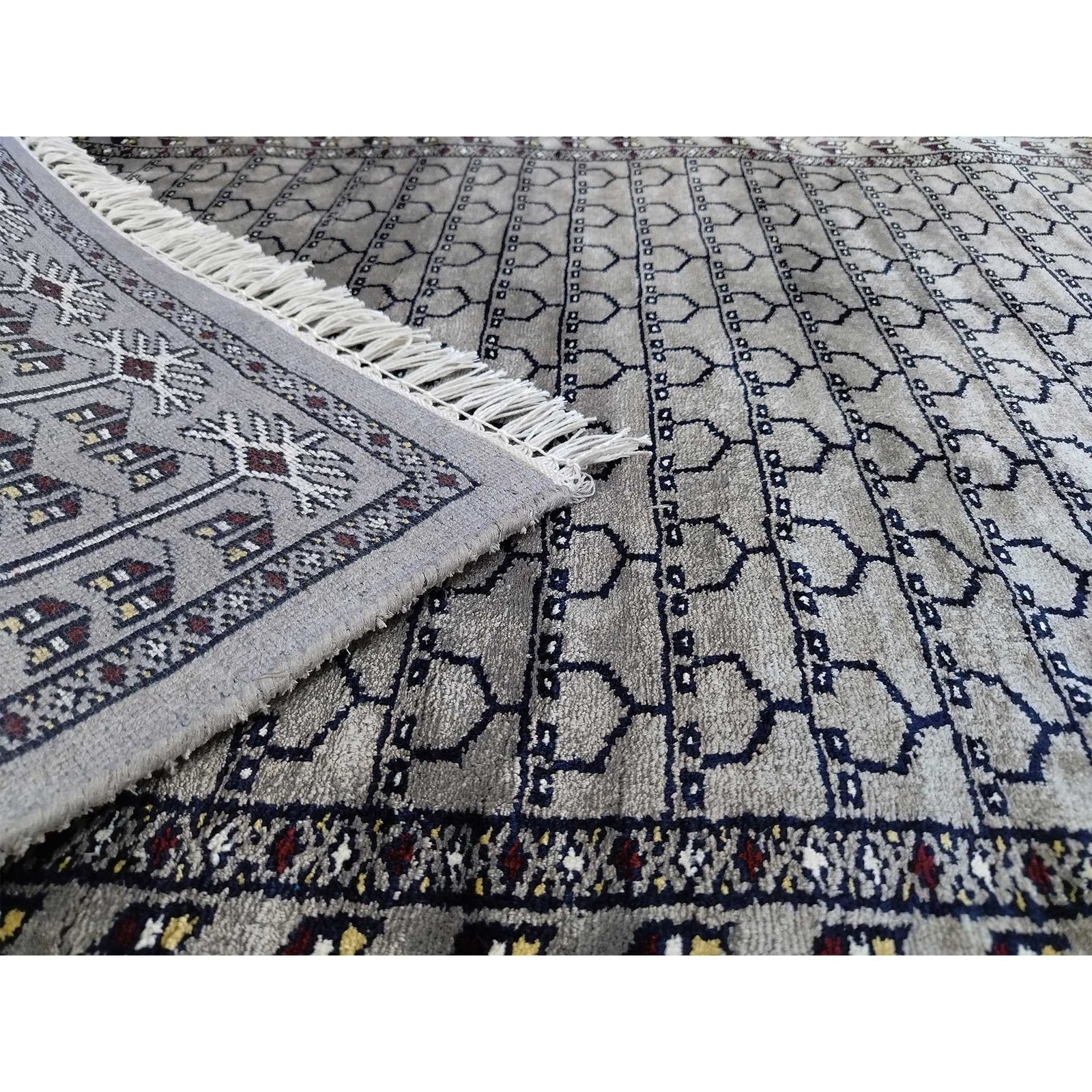 3x5 ft Hand Knotted Bamboo Silk Gray Carpet Parda - Image 7