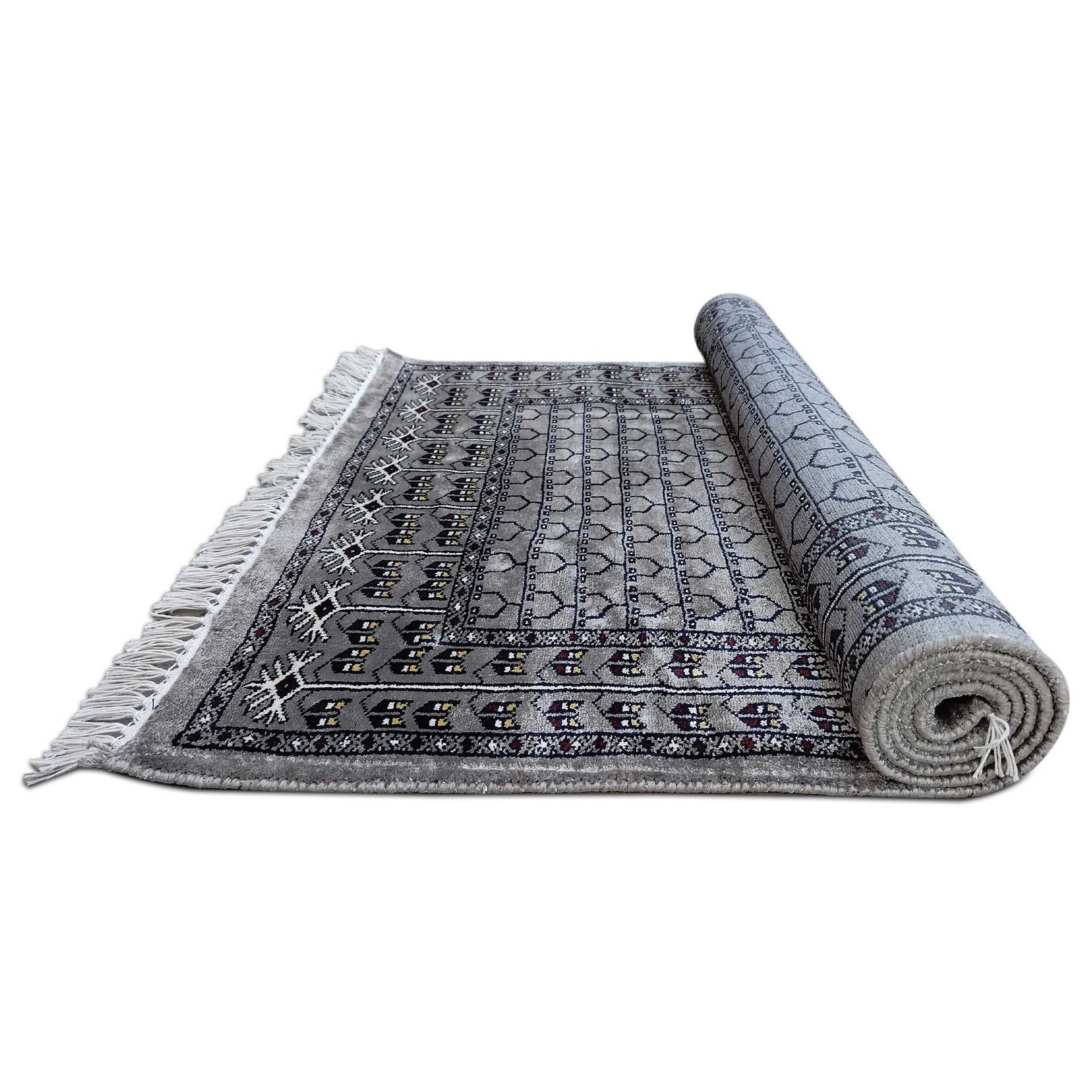 3x5 ft Hand Knotted Bamboo Silk Gray Carpet Parda - Image 9