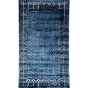 3x5 feet Hand Knotted Bamboo Silk Carpet Blue Jali